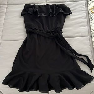 White House Black Market Strapless Black Ruffle Dress - Size XS